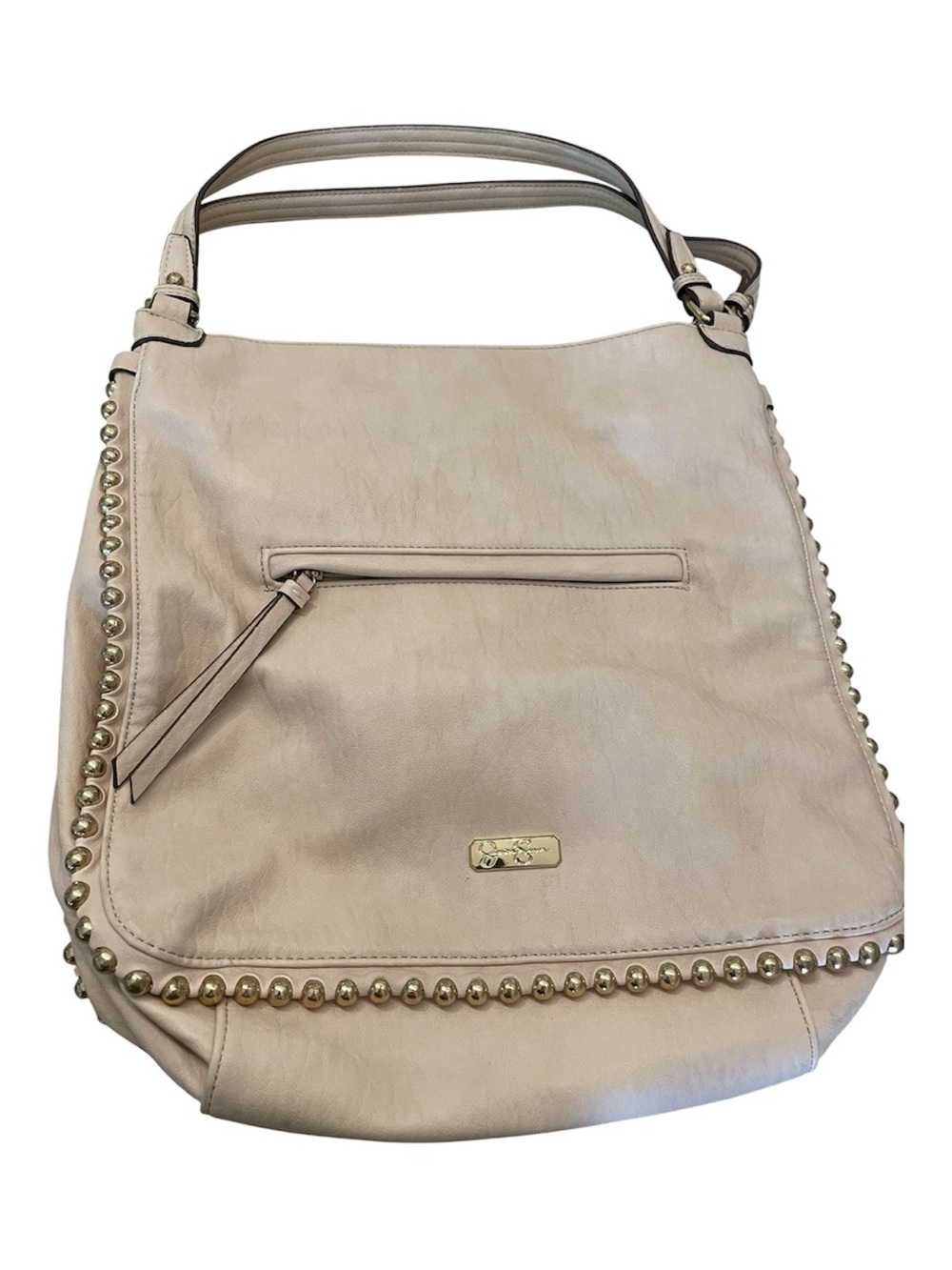 Jessica Simpson Women Beige Studded Leather Tote